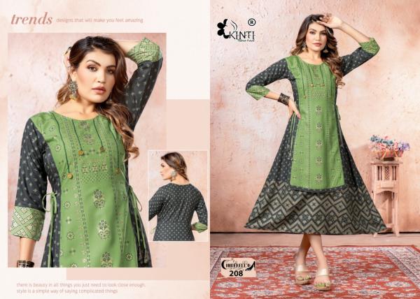 Kinti Cinderella 2 Rayon Designer Print Long Kurti Collection 